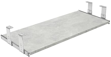 FIX&EASY Tastaturauszug Up&Down-XL, Tastaturablage 600X400mm beton Dekor, Auszugschienen mit Einrastfunktion höhenverstellbar verzinkt 400mm, Set Ablage und Auszug mit Verriegelung für Tastatur Maus