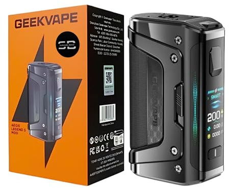 Geekvape Aegis Legend 5 Vape Mod [Carbon Black] - No Nicotine | Available in 8 colours - Type-C Fast Charge, 2 x 18650 Batteries (sold separately), 200W - Compatible with Geekvape Z Coils