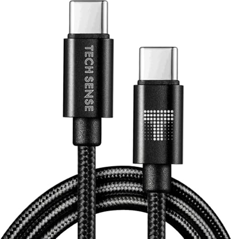 TECH SENSE USB-C to USB-C Charger Cable, 60W(3A) Type C to C Fast Charge Cable Compatible With iPhone Air/17/16/15 Pro/Pro Max, Samsung Galaxy, Pixel, iPad Pro 2024/Air 5, MacBook Pro (2M) (Black)