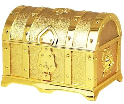 IOEUIWP Schmuckschatulle Größe 7x5x5cm Metall Kunsthandwerk Schatztruhe Schmuckstücke Aufbewahrung Organizer Spielzeugkoffer Sarg für Aufbewahrung Dekoration(Gold)