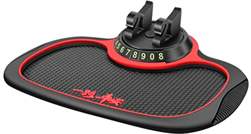 Keenso Auto-Anti-Rutsch-Matte, Handy-Halterung, 360 Grad Drehbar, Handy-Halterung, Armaturenbrett-Matte mit Nummernschild-Versteck für Alle Arten von (rutschfeste mit versteckter