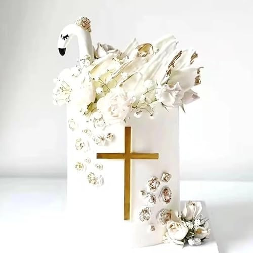 Kuchen Deko Kreuz, 10 Stück Tortendeko Kommunion Kreuz, Acryl Cake Topper Gold, Kuchendekoration Kommunion 15 x 10 cm für Hochzeit, Geburtstagsfeier, Tauffeier