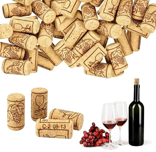 50 Stück Zylindrisch Korkstopfen, Weinkorken Flaschenkorken, Korkstopfen für Bierflaschen Champagnerflaschen DIY Dekorieren, 2,1x3,9cm