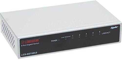 Longshine LCS-GS7105E Schalter, Gigabit Ethernet, 5 Port, 100V-240V AC, 50Hz-60Hz