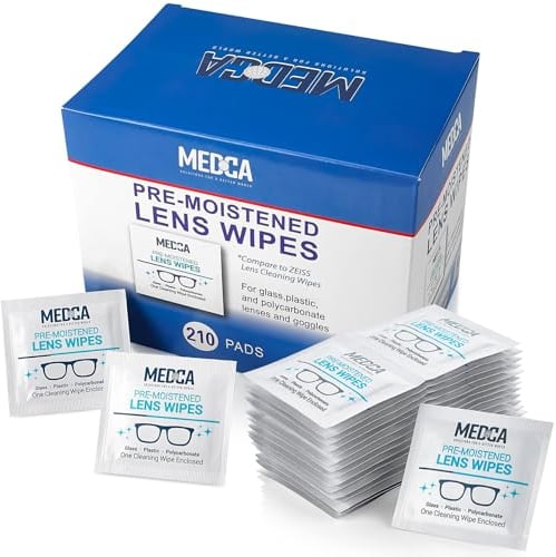 MEDca Toallitas de Limpieza de Lentes - Paños de limpieza de gafas prehumedecidos envueltos Individualmente
