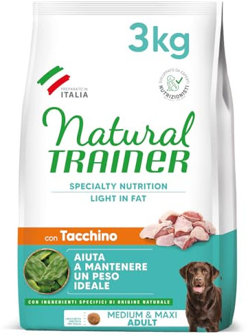 Natural Trainer Ideal Weight Medium&Maxi Cibo per Cani Adulti Light in fat con Tacchino - 3kg