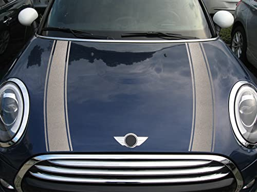 SB CarDesign Streifen Stripes Aufkleber Motorhaube passend für Mini Cooper F55 F56 F57 (Silber metallic, Design 2)