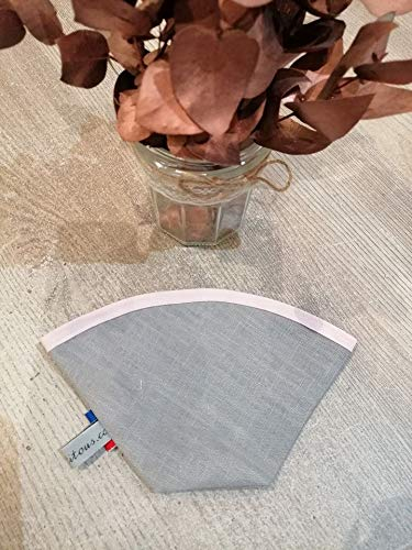 filtre à café réutilisable, taille standard numéro 4, zéro déchet, en lin gris, création fait main, idée cadeau