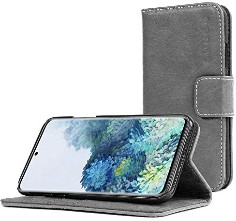 Snugg Schutzhülle für Samsung Galaxy S20 Ultra – Etui aus Leder mit Kartenschlitzen und Ständer – Legacy-Kollektion, Flipcase, Handyhülle in Schiefergrau