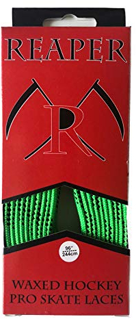 Reaper Hockey Senkel PRO Waxed - NEON-GRÜN 108 (274cm) - 1 Paar gewachste Schnürsenkel für Schlittschuhe