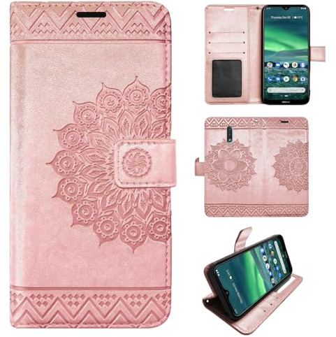 betterfon Hülle Kompatibel mit Nokia 2.3 | Klapphülle Schutzhülle mit Kartenfächer Kompatibel für 2.3 | Magnetverschluss Klapphülle | Rosegold