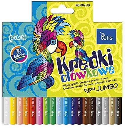 Tetis Jumbo Buntstifte Set 18 Farben Buntstifte rund Malstifte mit weicher Mine dicke Bunt- Stifte für Kinder Jumbo Grip Farbstifte rund weich