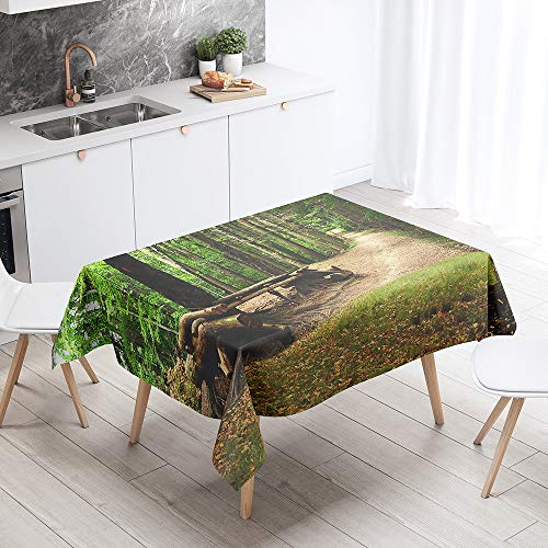 FANSU Rechteck Tischdecke Polyester,Wasserdicht Tischwäsche 3D Wald Stil Pflegeleicht Abwaschbar Tischtuch-Viele Größe Farbe Wählbar (Wald,140x240cm)