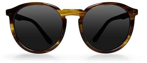 Carlheim Women's dark lens UV400 Petra Sunglasses, Polarised lenses, Brown, Round