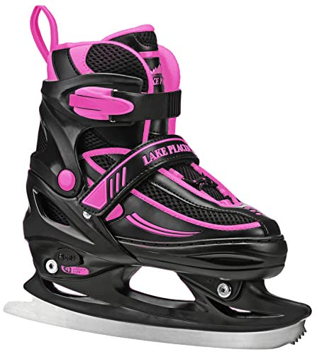 Lake Placid Summit Girl's Adjustable Ice Skate Black/Pink Medium (1-4)