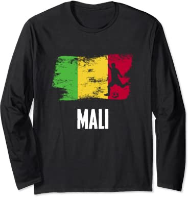 Mali Flag Jersey Malian Soccer Team Malian Langarmshirt