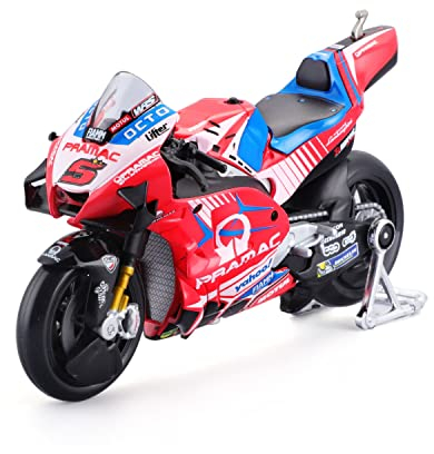 Maisto - Moto GP Racing 1/18 - Ducati Pramac #5 Johann Zarco - New FA 2022 - Moto in miniatura per bambini - Riproduzione in scala