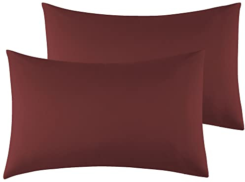 Kissenbezug 40 x 80 cm 2er Set - Kopfkissenbezug Mikrofaser Premium Superweicher - Kissenhülle 40 x 80 cm - Burgundisch