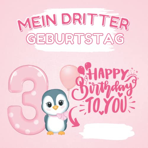 Mein Dritter Geburtstag: Geburtstagsgeschenk für 3 jährige Mädchen | Malbuch mit 40 einfachen Motiven zum Kritzeln und Ausmalen