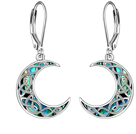 VONALA Mond Hängend Ohrringe Sterling Silber, Keltisch Ohrringe Abalone Schmuck Geschenke für Damen und Mädchen
