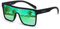GLINDAR Polarized Shield Sonnenbrille für Männer Square Flat Top Sportbrille Schwarzer Rahmen/Grünes Spiegelglas