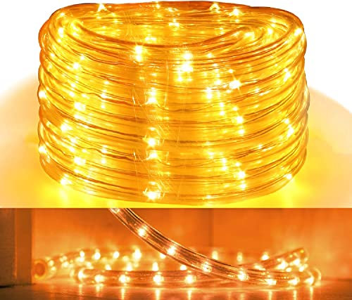 Herrselsam Lichterschlauch Außen 10M 240 LEDS Lichtschlauch Gelb 8 Modi Wasserfest Lichterkette mit Memory-Funktion Strombetrieben für Garten Fest Weihnachten Hochzeit