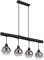etc-shop Hängeleuchte Holzbalken Hängelampe Holz Esszimmerlampe Pendelleuchte 4 flammig, schwarz, Glas rauch, 4x E27, LxBxH 85x15x120 cm