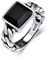 Schwarzer Onyx Ring 925 Sterling Silber Vintage oxidierter verstellbarer offener Ring mit Onyx im Quadratschliff
