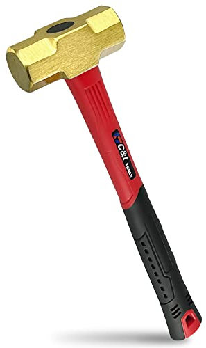C&T 3lb Brass Sledge Hammer,Non-Sparking,Comfortable Fiberglass Handle,3-Pounds,Non-Magnetic,Corrosion Resistant