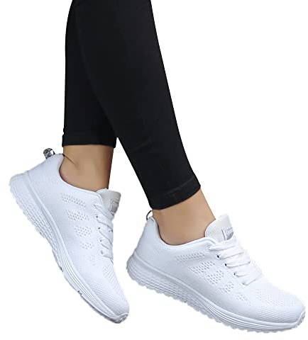 Sneaker Damen Atmungsaktiv Walkingschuhe Frauen Cushion Wasserdicht Flach Laufschuhe Outdoor Sportschuhe Leichtgewichts Schuhe Fußballschuhe Memory Foam Turnschuhe Für Sporthalle Fitness Jogging