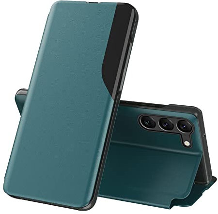 IMEIKONST Cover per Samsung Galaxy S23, Clamshell Magnetico, Cover in Pelle a Libro Finestra Trasparente con Supporto Custodia Protettiva Flip Folio Bumper Case per Samsung S23. Verde QH1