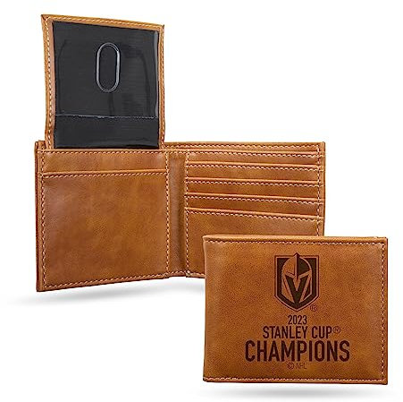 Rico Industries NHL Hockey Vegas Golden Knights 2023 Stanley Cup Champions Lasergravierte Bill-Fold Geldbörse – schlankes Design – tolles Geschenk