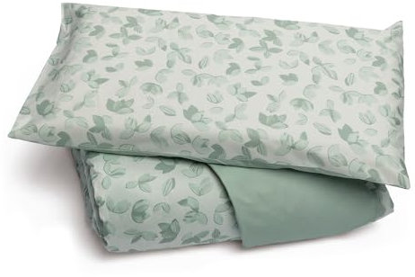 Foppapedretti Notte & Natura Salbeiblätter-Bettwäsche-Set mit Kissenbezug, 100% Baumwolle, hergestellt in Italien