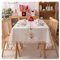 KnSam Tischtuch Beige Rose, Blumen mit Quaste Tischdecken Polyester Abwaschbare Tischdecke Vintage Tischdekoration für Küche, Esstisch, Couchtisch, Parteien, Abendessen, 140x200CM