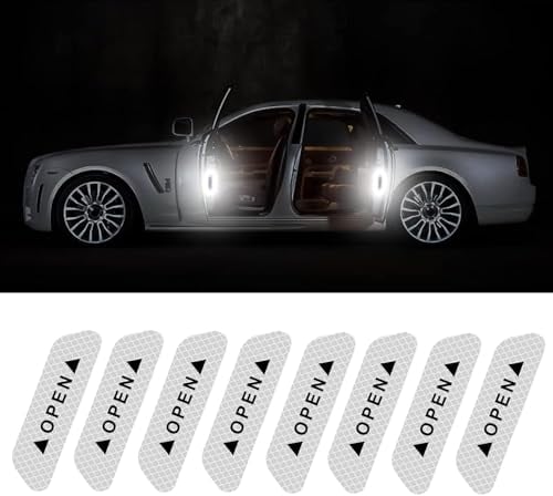Yuqilin 8 Stück Reflektoren Fahrrad, Warnung Reflektor Auto Aufkleber, Nachtsichtbarkeit Reflektorband Selbstklebend, Reflektierende Aufkleber, Rückstrahler Fahrrad, für Autotüren Stamm LKW (Silber)