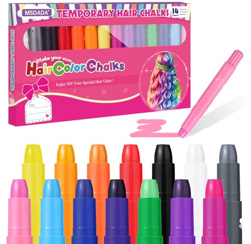 Hair Chalk Geschenke für mädchen, Haarkreide zum Haare Färben Spielzeug für Weihnachten, 14 auswaschbare Haarfärbe-Stifte, für Fasching Halloween, für Kinder im Alter von 3 4 5 6 7 8 9 11 Jahren