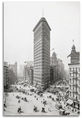 Vintage Fotografie Poster Wee Blue Coo Flat Iron Building Ny 1903 Poster Wandkunstdruck Retro Ästhetische Raumdekoration Malerei Leinwand Zuhause und Büro Dekorationen 30 x 45 cm ungerahmt