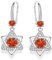 Orange Hexagram Earrings - Sterling Silver Dangle Earrings with Cubic Zirconia, Orange Drop Earrings for Women Girls, Hypoallergenic Dangly Earrings Gifts for Mum Wife Ladies Jewellery Gifts