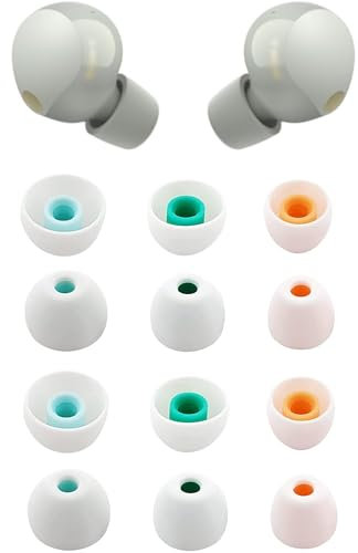 ALXCD Eartips Compatible with Sony WF-1000XM5 Earbuds, S/M/L 3 Sizes 6 Pairs Soft Silicone Ear Tips Earbuds Tips, Compatible with Sony WF-1000XM5 Silicon Earips XM5 6 Pairs White sml