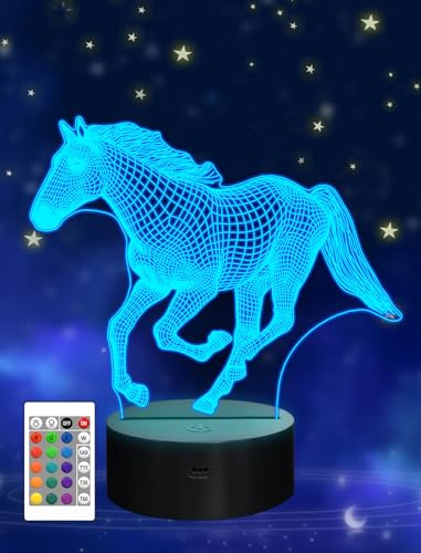 FULLOSUN Pferd Geschenke für Mädchen, Pferd Lampe, Pferd Nachtlicht mit Fernbedienung, 16 Farben, Veränderbare Farben - Ideal für Pferdefans als Geburtstags- oder (Pferd)