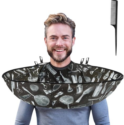 Lilian&Gema Friseurumhang, Haar Schneideumhang Regenschirm, Wasserdichter und Faltbarer Umhang, Schwarz Friseurbedarf Umbrella Cape Friseur zubehör für Haarstyling, Schnitte, Salon