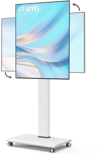 FITUEYES Soporte TV Ruedas de 32 a 75 Pulgadas hasta 40kg,Soporte TV Pie Blanco con Rotación Vertical y Horizontal,Altura Ajustable,Soporte TV Móvil con Base Metálico,MAX VESA 600x400mm