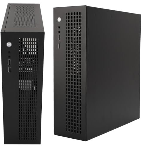 MATX ITX USB2.0 Petit Boîtier PC en Acier Robuste Compatible avec Les Cartes Mères MATX ITX, Double Ventilateur de Refroidissement, Carte Graphique de 180 Mm de Longueur,