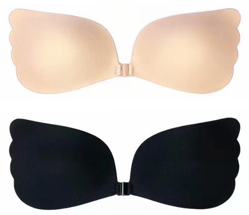 TaleMoon Soutien Gorge Adhesif - 2 Paires Coque Invisible Dos Nu, Push Up Réutilisable sans Bretelle en Silicone pour Robe de Mariée