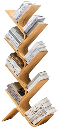 TAILE Bambus-Bäume-Regal mit 8 Ebenen, modernes freistehendes Regal für Büro, kreativer Organizer mit gebogenen Regalen, platzsparend für Eckbücher für Wohnzimmer, Schlafzimmer (8 Ebenen)