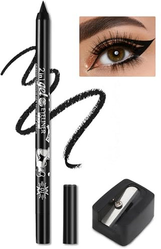 Jutqut Gel Eyeliner Matte, Schwarz Wasserfest Eye Pencil, Waterproof Long Lasting Liner Stick, Eyeliner Stift Wischfest Tattoo, Crème Glatt Metallisch Lidschattenstift, Wasserfester Eyeliner For Women