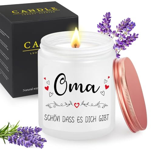 MOTONG Oma Geschenk, Lavendel Aroma Kerze 30-38 Stunden Brenndauer Geschenke für Frauen, Geschenk für Oma Mama Muttertag Thanksgiving Weihnachtsgeschenke für Oma SCHÖN DASS ES DICH GIBT