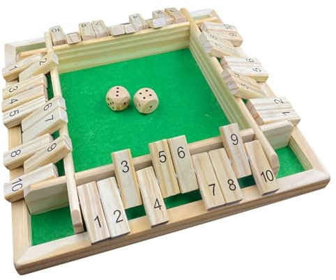 Yeefunjoy Shut The Box Spiel, Hölzernes Würfelspiel aus 2-4 Spieler Klassisch Würfelspiel Mathematik Lernspielzeug mit 2 Würfel für Kinder Reisespiel Family Brettspiele Erwachsene Partys Geschenk