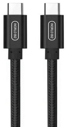 World biz USB C to USB C Charger Cable, New Nylon USB-C to C Cable (2M/6.6FT), 100W (5A) for iPhone 16 15 Pro Max/Plus/Pro, Samsung Galaxy S24/S23/S22/S21,Mac Book Pro 2021, iPad Pro/Air (Black)