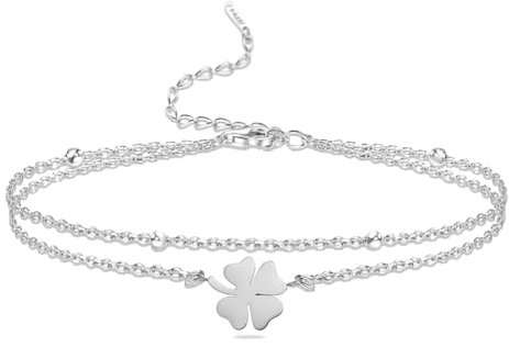 VASSAGO Bracelet trèfle à quatre feuilles en acier inoxydable pour femme - Bracelet porte-bonheur en forme de trèfle à quatre feuilles - Bijoux tendance - Cadeaux pour femme, taille unique, Acier